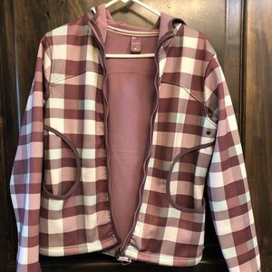 Burton Plaid Fleece Jacket. Size Large.
